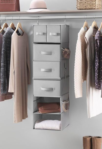 Whitmor 5 Section Closet Organizer - Hanging Shelves with Sturdy Metal Frame