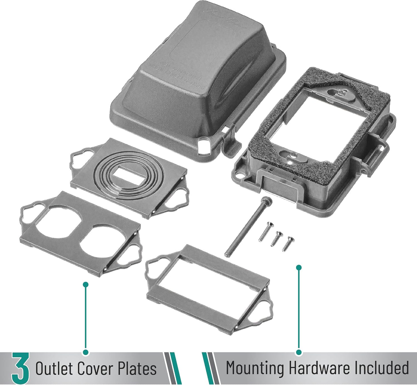 Bates- Weatherproof Electrical Outlet Cover, 1-Gang Outdoor Plug Cover | For Protection Against Rain Dust & Outdoor Use