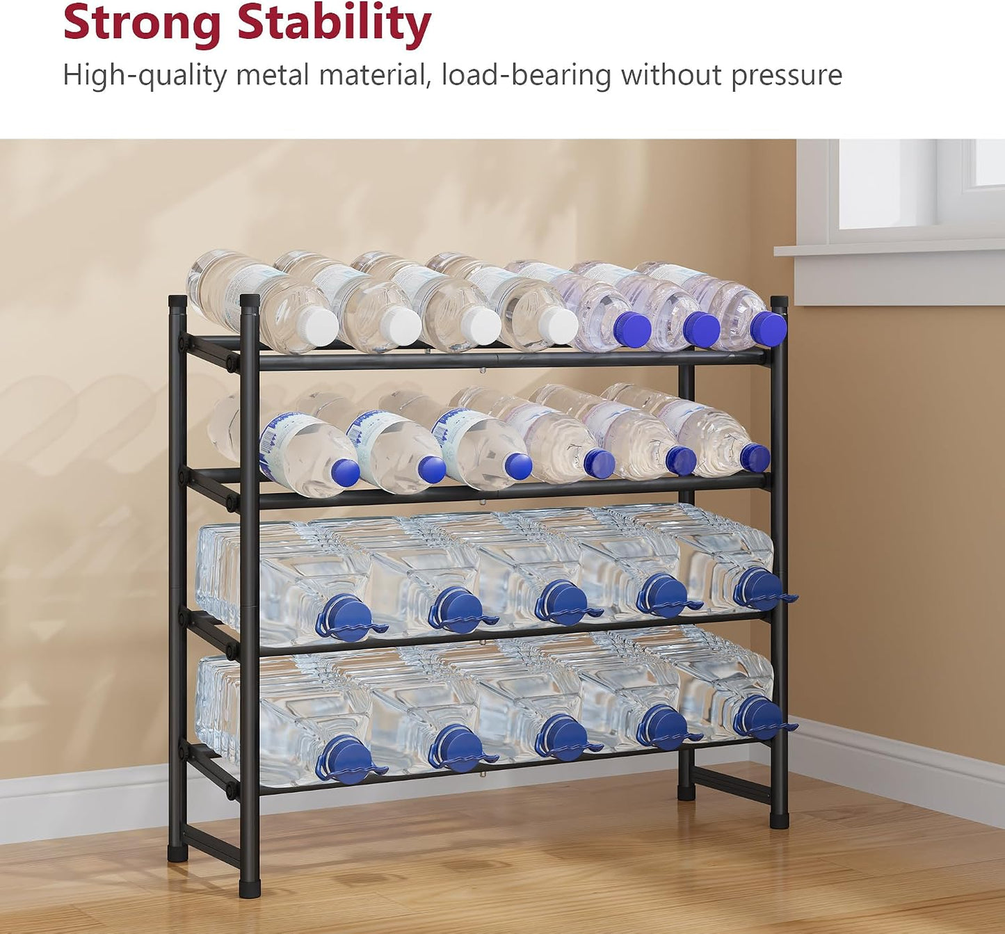 Tajsoon Expandable Shoe Rack for Closet 3 Tier, 28“-41“Adjustable & Stackable Shoe Shelf Storage, Metal Shoe Rack Organizer for Front Door Entrance, Closet, Garage, Entryway, Black
