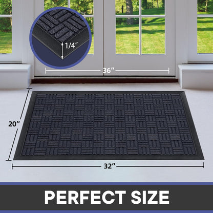 Mibao Front Door Mat, Heavy Duty Durable Welcome Mat for Outdoor Indoor, Dirt Trapper Waterproof Super Absorbent Door Mat for Entryway Outside Patio Porch, 29.5" x 17", Grey