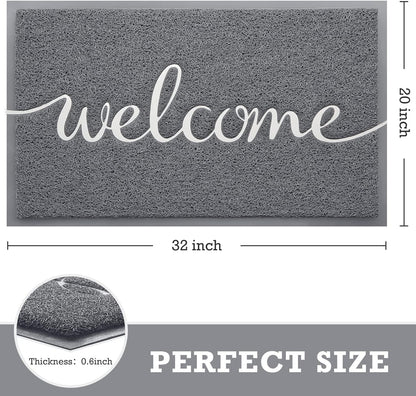CozyBounty Black Door Mat Welcome Mats Outdoor Indoor Non-Slip Doormat for Entryway Low-Profile Floor Mat for Yard, Garage, High Traffic Areas (30"x17.5", Black)