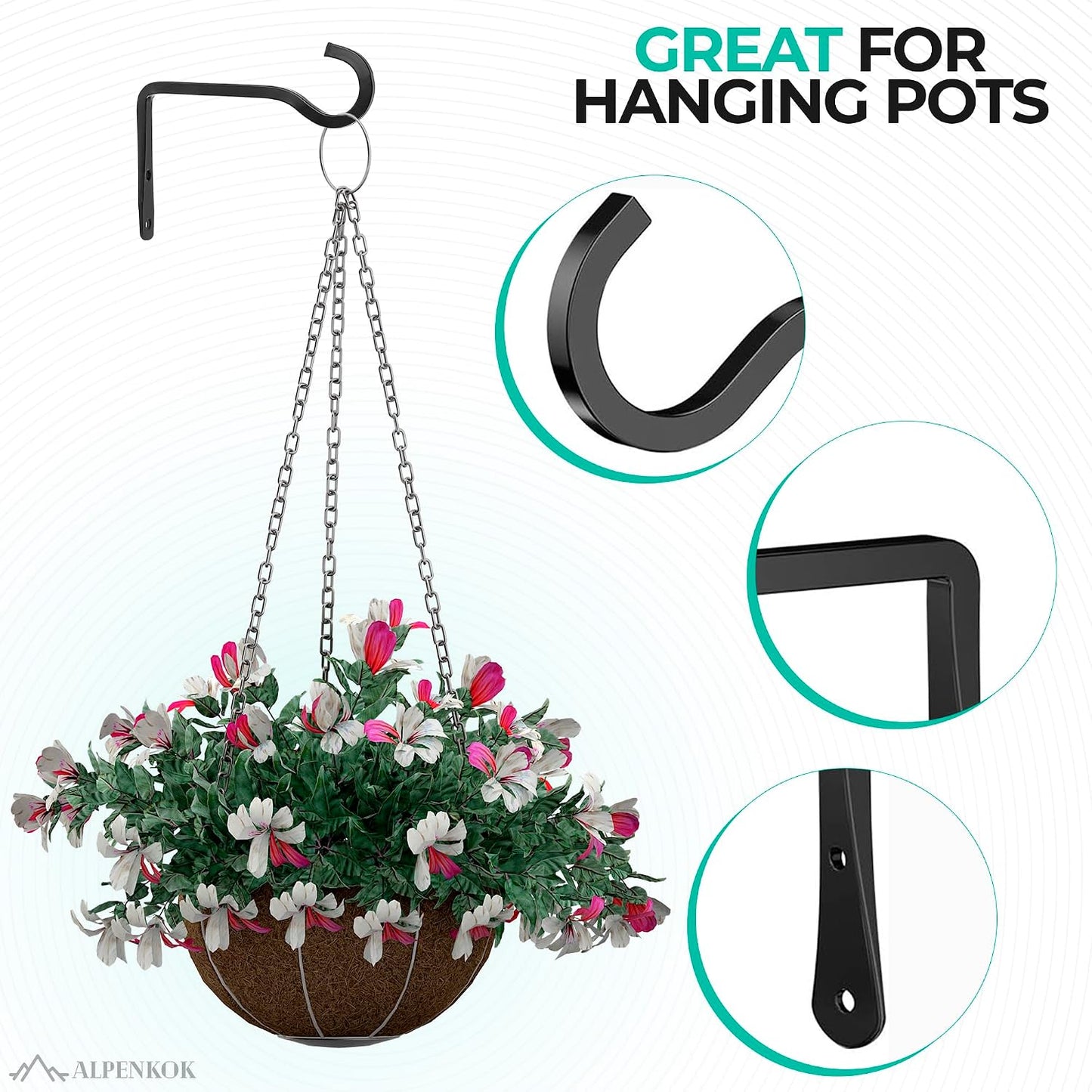 Garden Hose Hook for Outside with Heavy-Duty Steel Construction - Anti-Slip Coating, Holds Up to 66 lbs of Hoses, Cords, and Tools - Hose Hanger Wall Mount for Yard, Garage, Pool Deck, or Fence Post
