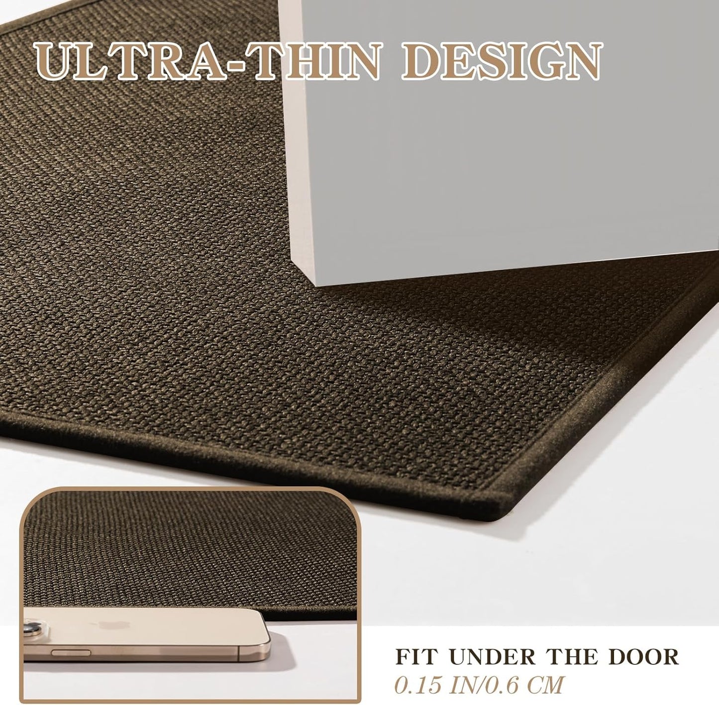 chakme Bathroom Rugs Mat 24x17, Ultra Thin Non Slip Bath Mat Small Quick Dry Absorbent Bath Mat for Bathroom Floor, (Dark Beige, 24"x17")