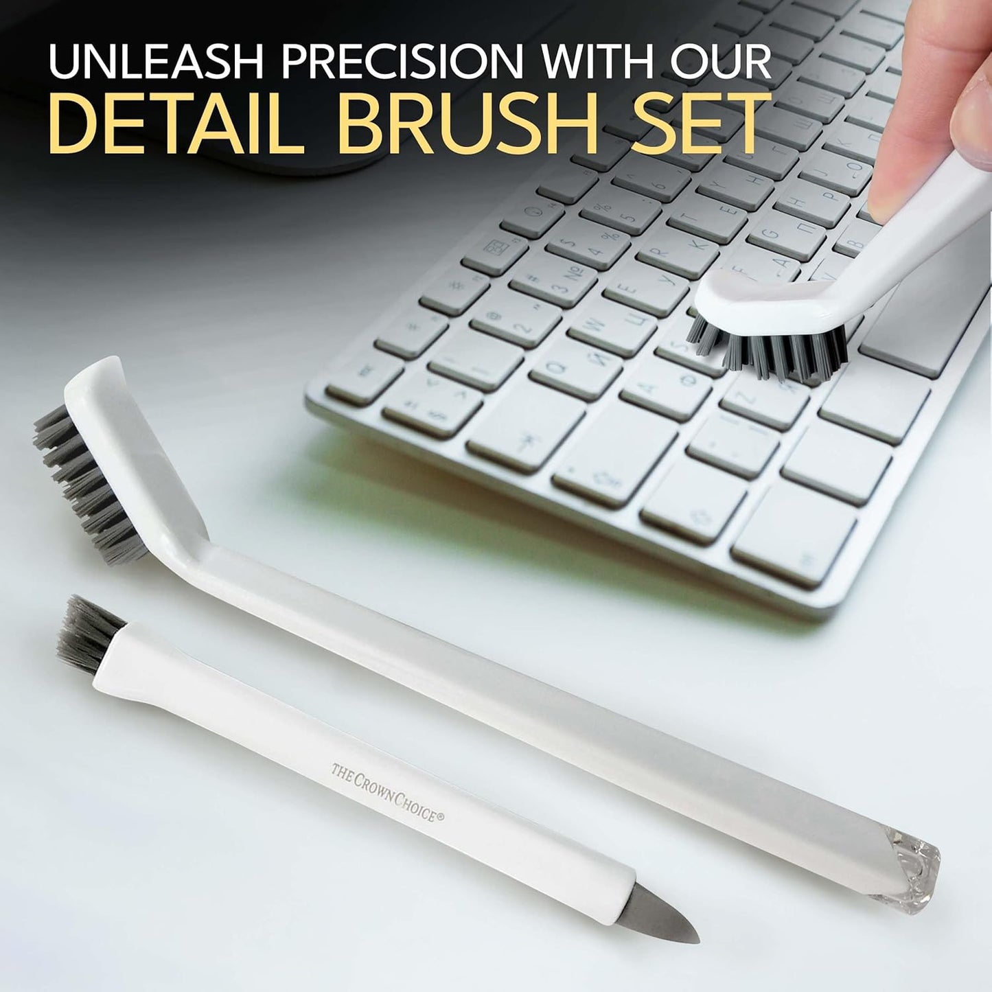 Small Cleaning Brush Set 3pcs—Crevice Brushes for Cleaning—Scrub Brushes Set with Silicone Tipped Scrub Brush—Stiff Handle Miniature Cleaning Brush for Kitchen Uensils, Tight Spaces, Tub, Shower