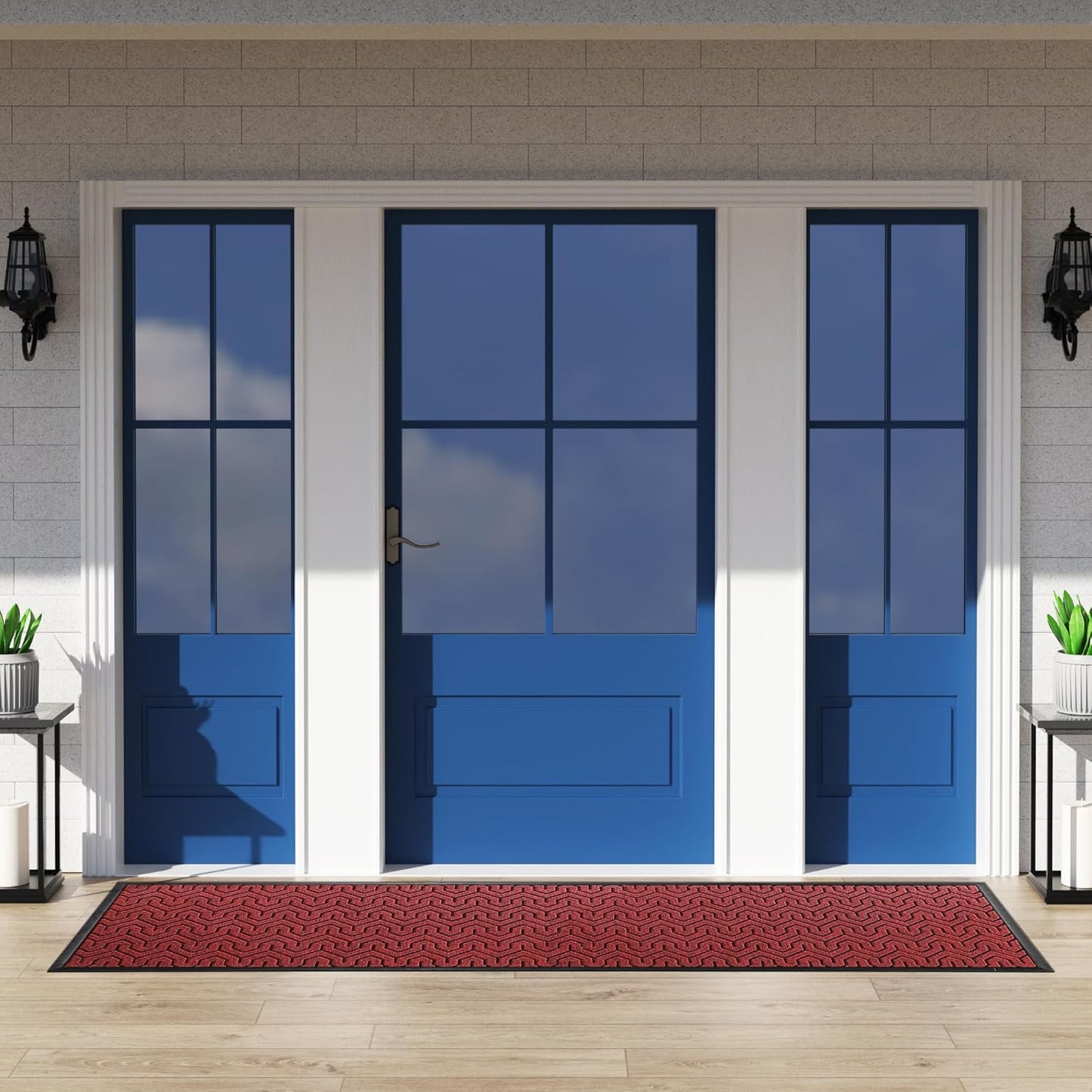Yimobra Front Door Mat Outside Entrance 29.5x17, Waterproof Heavy Duty Outdoor Mats for Front Door, Non Slip Rubber Entry Mat for Garage Patio Indoor, Grey