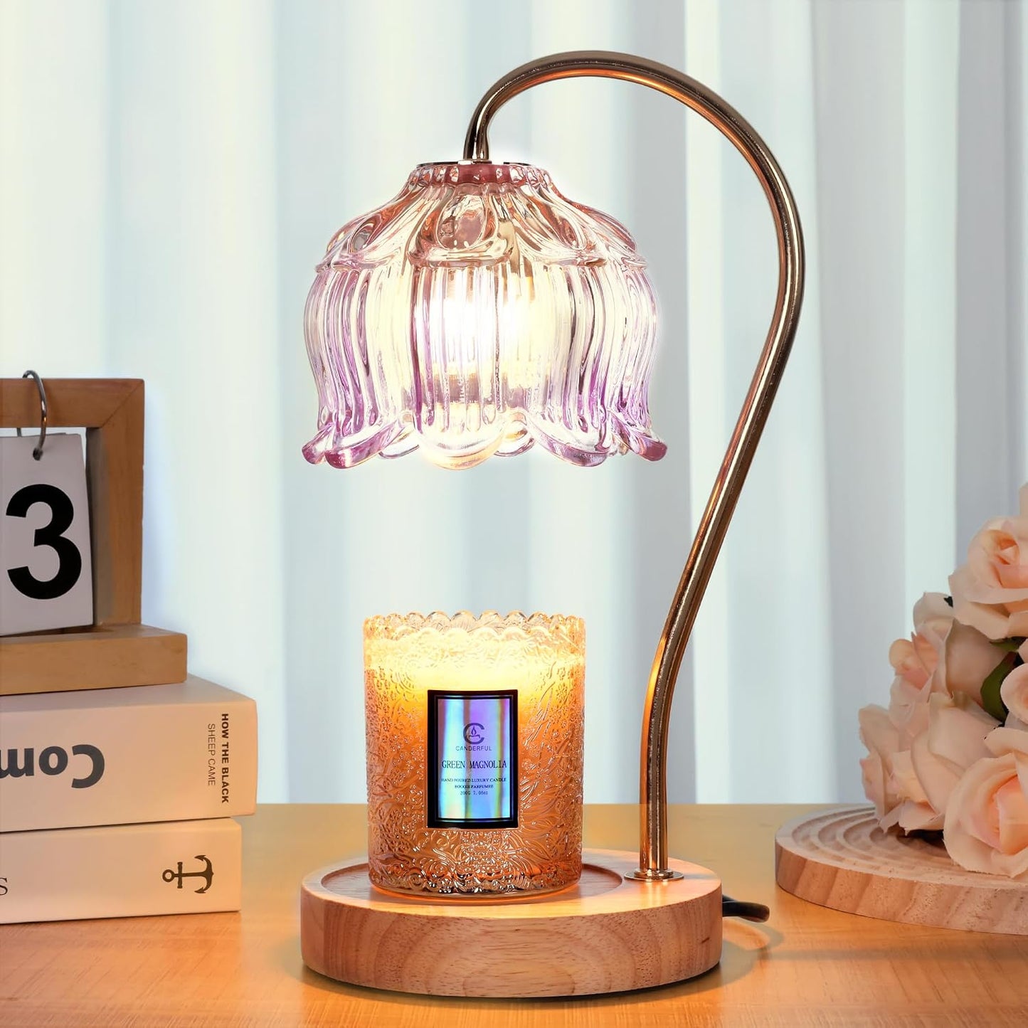 Flower Candle Warmer Lamp with Timer & Dimmer - Fits All Jar Scented Candles - Christmas & Mother's Day Gift for Women，Mom，Her