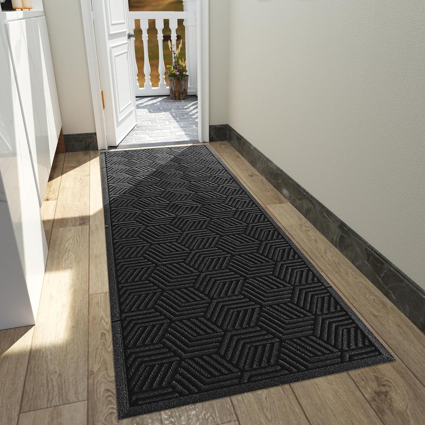 Yimobra Front Door Mat, All-Season Waterproof Outdoor Mat for Entrance with Drainage Holes, Heavy Duty Non-Slip Doormat for Garage Patio Entryway Indoor, 29.5x17, Red