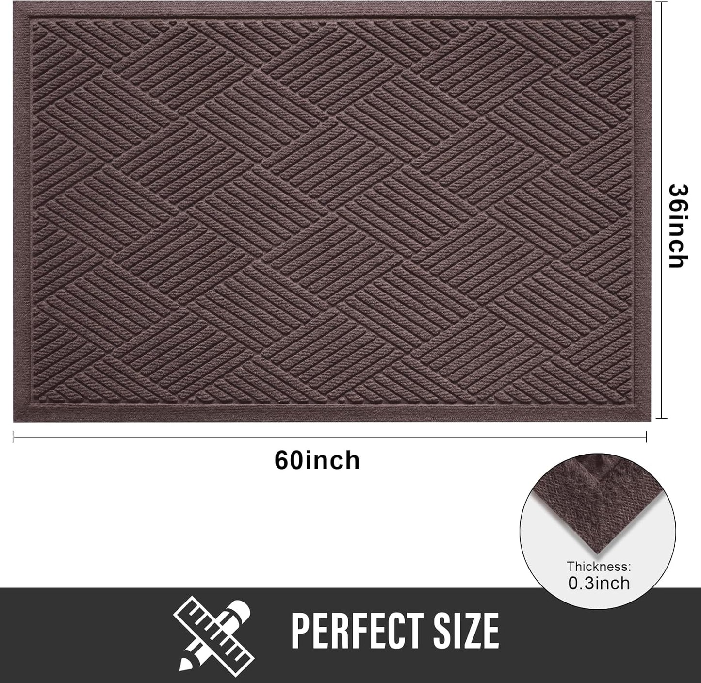 HIYARD Sturdy Front Door Mat, Absorbent Muddy Dirt Resist Welcome Door Mats Outdoor Indoor, Stain and Fade Resistant, Non-Slip Rubber Backing Low Profile Doormat for Entryway, 30×17, Beige