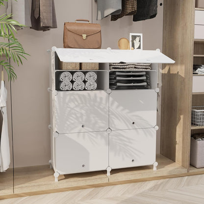 AWTATOS 8 Tiers Shoe Rack Organizer, 32 Pair Shoe Storage Cabinet, White | DIY Stackbale Plastic Shoe Organizer Shelves for Closet Entryway Hallway Bedroom