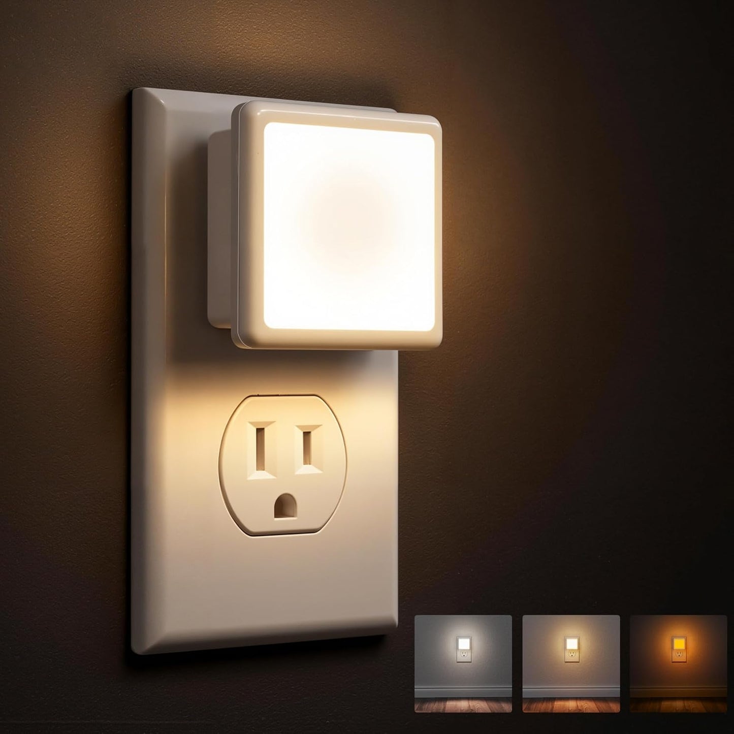 L LOHAS LED Night Lights Plug into Wall 2-Pack, 0.3W Plug in Night Light, Dusk to Dawn, 3000K Soft White, Bright Nightlight Auto-On/Off, for Adults Kids Room Bedroom Bathroom Hallway Kitchen, Non-Dim