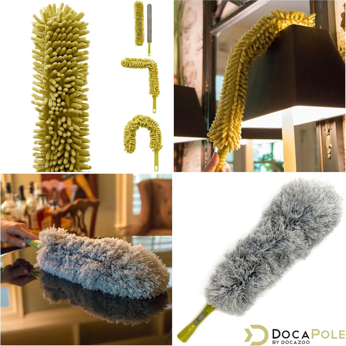 DOCAZOO DOCA Telescoping Pole 7-28 Ft - Extension Pole for Cleaning, Feather Duster, Window Washing Kit, Paint Roller, Window Squeegee - High Reach Extendable Kit for Indoor & Outdoor - Pole Only