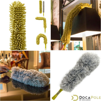 DOCAZOO DOCA Telescoping Pole 7-28 Ft - Extension Pole for Cleaning, Feather Duster, Window Washing Kit, Paint Roller, Window Squeegee - High Reach Extendable Kit for Indoor & Outdoor - Pole Only