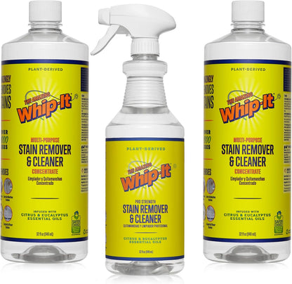Whip It Cleaner Concentrate, Multi Purpose Stain Remover, Plant Based Enzyme Cleaner, Cleaning Food, Grease, Coffee, Wine, Baby Stains, Over 500 uses, Made in the USA, 1 Gallon,128-ounce
