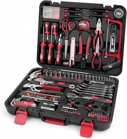 Prostormer 259-Piece Tool Kit, General Household Hand Tool Set with Plastic Storage Toolbox, Portable Complete Repair Tool Box for Home and Car (Blue)