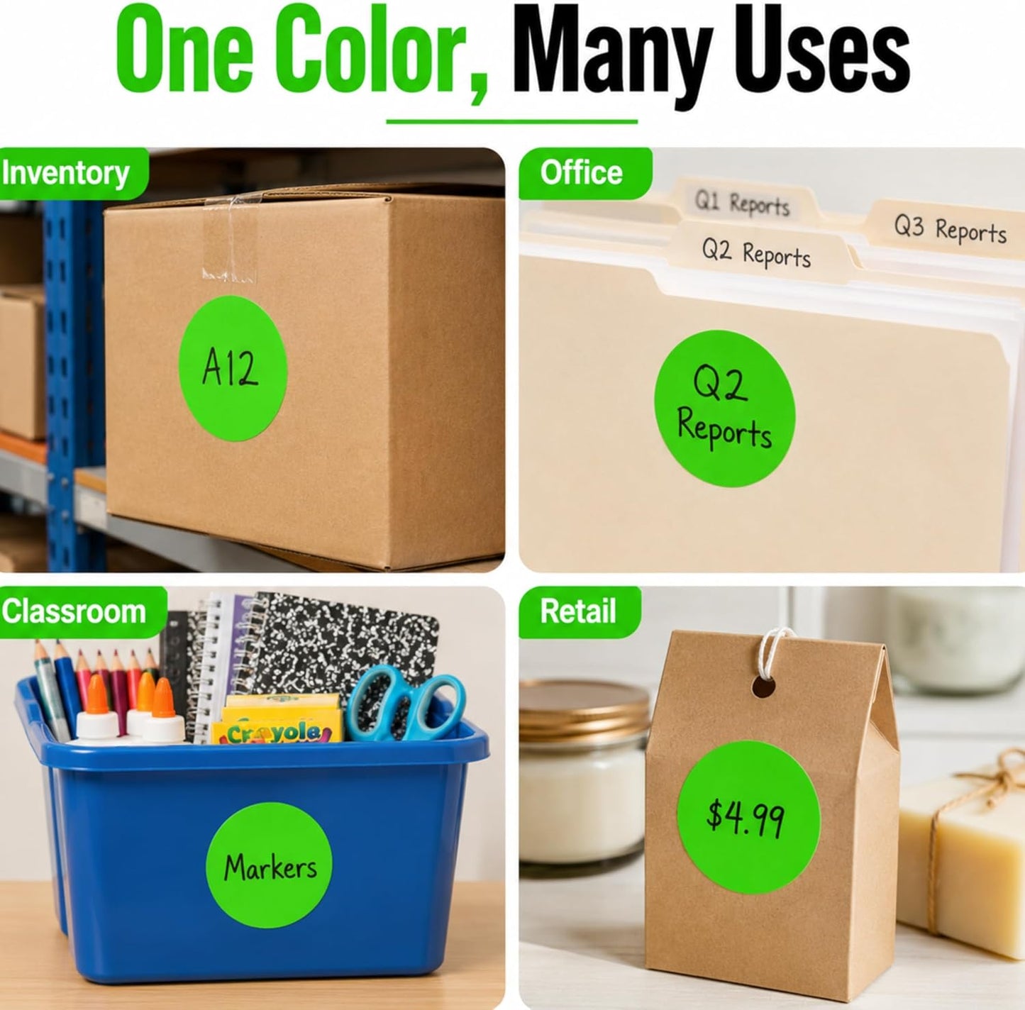 ChromaLabel 2 inch Color-Code Dot Labels | 500/Roll (Yellow)