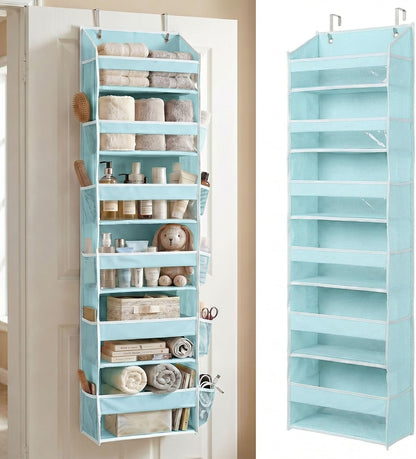 HOMELUX THEORY UPGRADED 6 Tiers Over The Door Organizer Hanging - 100D EXTRA THICK & 50lbs HUGE CAPACITY, 12 Side Mesh Pockets Over The Door Shoe Organizer, Hanging Closet Organizer (Ivory, 1pc)