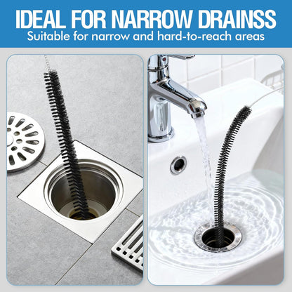 3PCS Drain Brush Set with Refrigerator Coil Cleaning Brush, Multi-Use Drain Cleaning Brush Kit for Kitchen Sink, Bathroom Drains & Surface Clog Removal