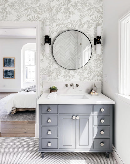 Neutral Leaf Peel and Stick Wallpaper Boho Contact Paper for Cabinets and Drawers Modern Removable Self Adhesive Wallpaper for Bedroom Bathroom Waterproof Contact Paper Beige 78.7inL 17.3inW