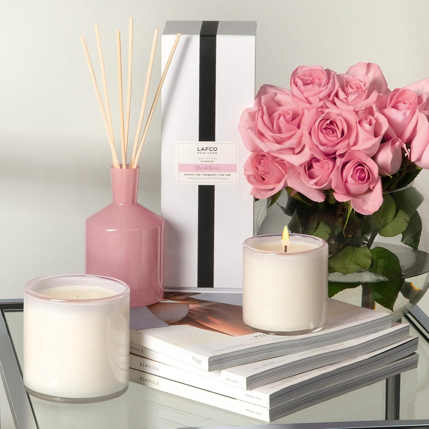 LAFCO New York Classic Reed Diffuser, Sea & Dune - 6 oz - Up to 3 Months Fragrance Life - Reusable Glass Vessel - Natural Wood Reeds - Made in The USA