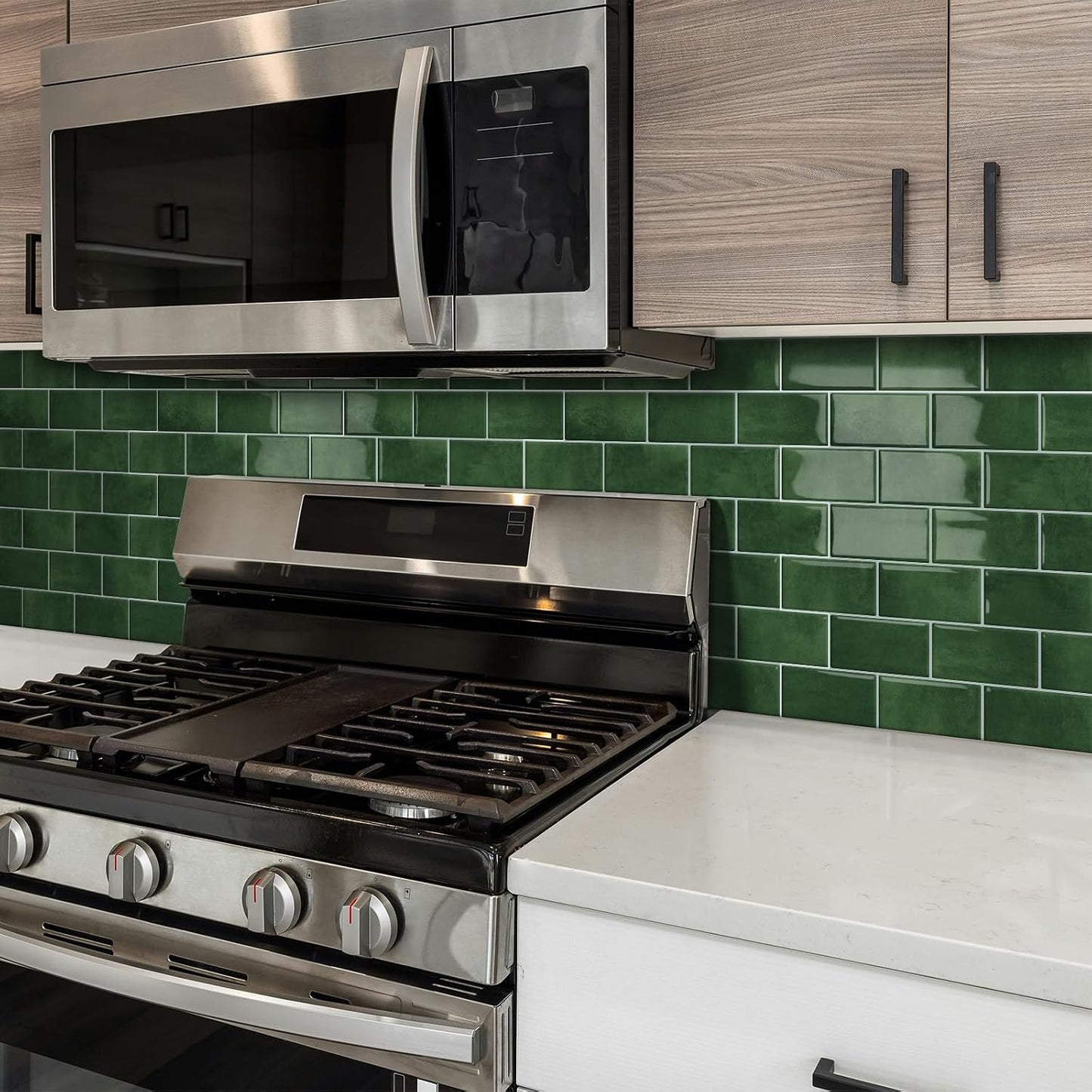 White Peel and Stick Backsplash Subway Tile 3D Brick Self Adhesvie Wall Tiles for Kitchen Bathroom Thick (10-Sheet, 12"×12") | Metro,Thick,Sticky,for Kitchen Splashbacks,Bathroom, (12"×12")