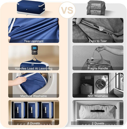 Comforter Storage Bag - Large Capacity Blanket Storage Bags 3-Layer Ultra Space Saving Self Compression Organizer, Washable Compression Bags for Storage Comforter Blanket, 2-Pack, Beige