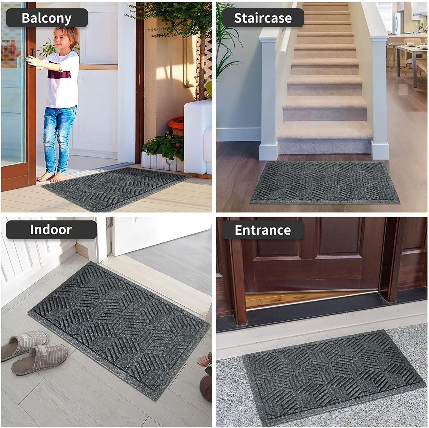 Yimobra Front Door Mat, All-Season Waterproof Outdoor Mat for Entrance with Drainage Holes, Heavy Duty Non-Slip Doormat for Garage Patio Entryway Indoor, 29.5x17, Red