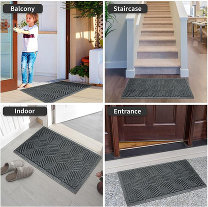 Yimobra Front Door Mat, All-Season Waterproof Outdoor Mat for Entrance with Drainage Holes, Heavy Duty Non-Slip Doormat for Garage Patio Entryway Indoor, 29.5x17, Red