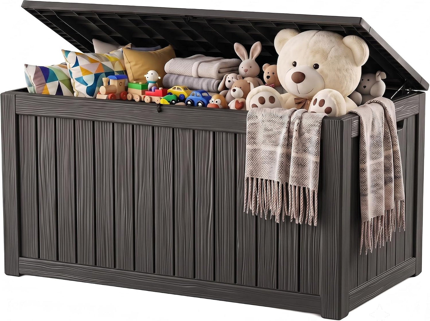 Outdoor Storage Box,38 Gallon Resin Deck Box,Waterproof & UV Resistant Lockable Package Delivery Bin,Toy Cabinet for Indoor & Outdoor