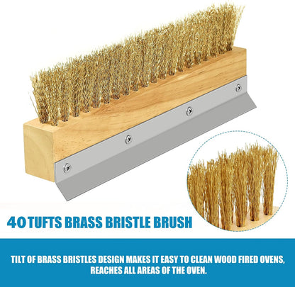Pizza Oven Brush 7 Inch Brass Bristles Replacement Brush Head and Scraper