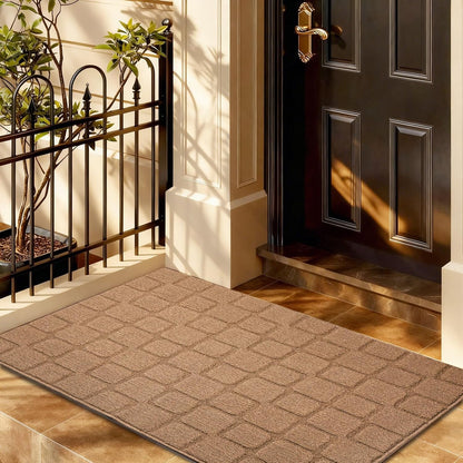 Front Door Mat Outside Entrance, Outdoor Indoor Door Mats for Entryway, Entrance, Entry, Patio, Waterproof Non Slip Doormat, Low-Profile, 20" × 31.5“, Black