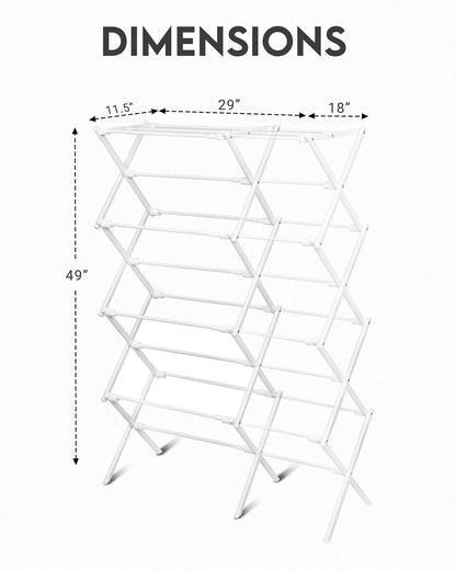 ZOES HOMEWARE 4-Tier Clothes Drying Rack, 4ft High Foldable Drying Rack Clothing for Indoor & Outdoor, Portable Collapsible Laundry Dryer for Laundry Room and Apartment, White 29" L x 49" H x 11.5" W