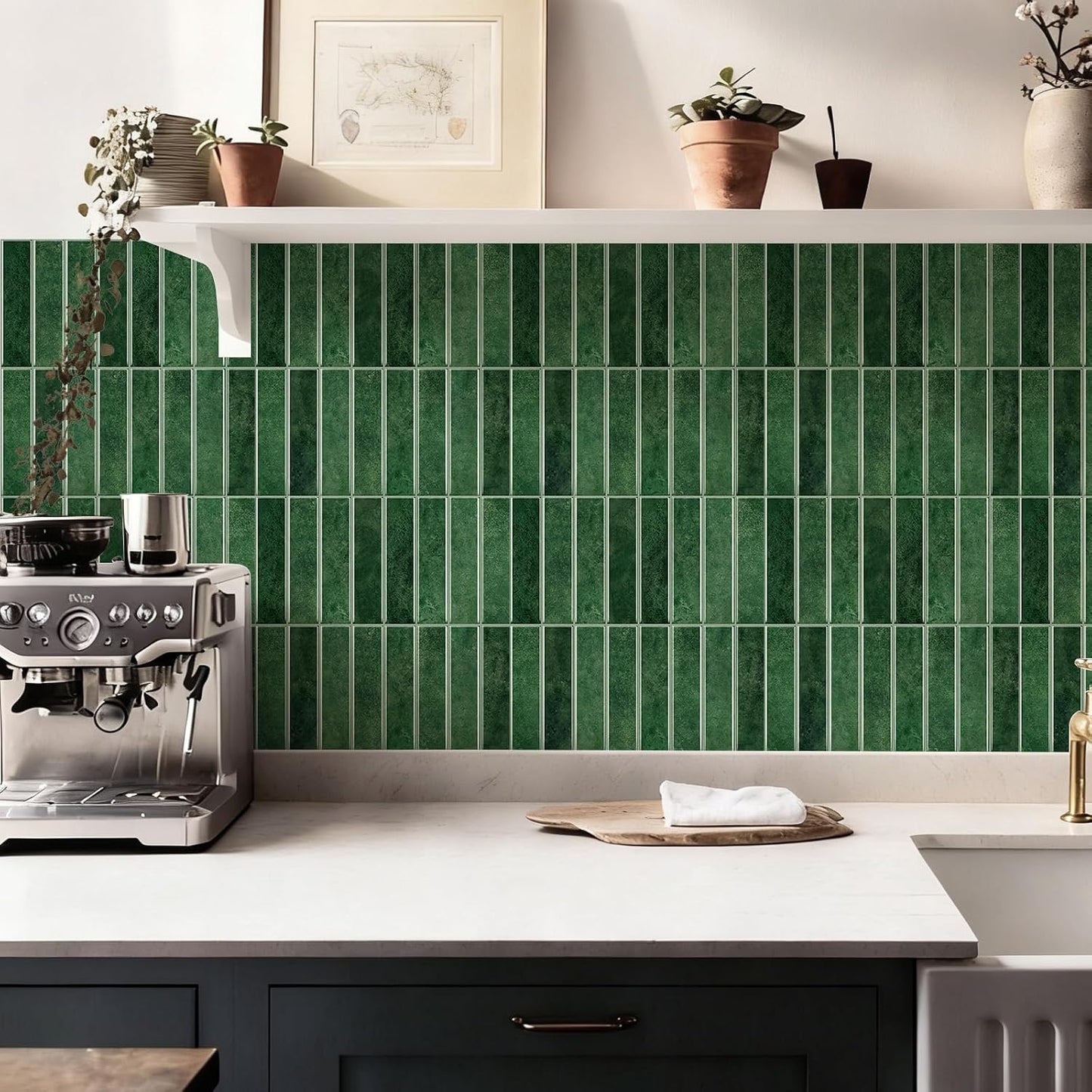 10 Sheets Thicker Design Peel and Stick Backsplash, Self Adhesive Wall Tiles, Stick on Backsplash for Kitchen and Bathroom, 11.8"x11.8",Beige