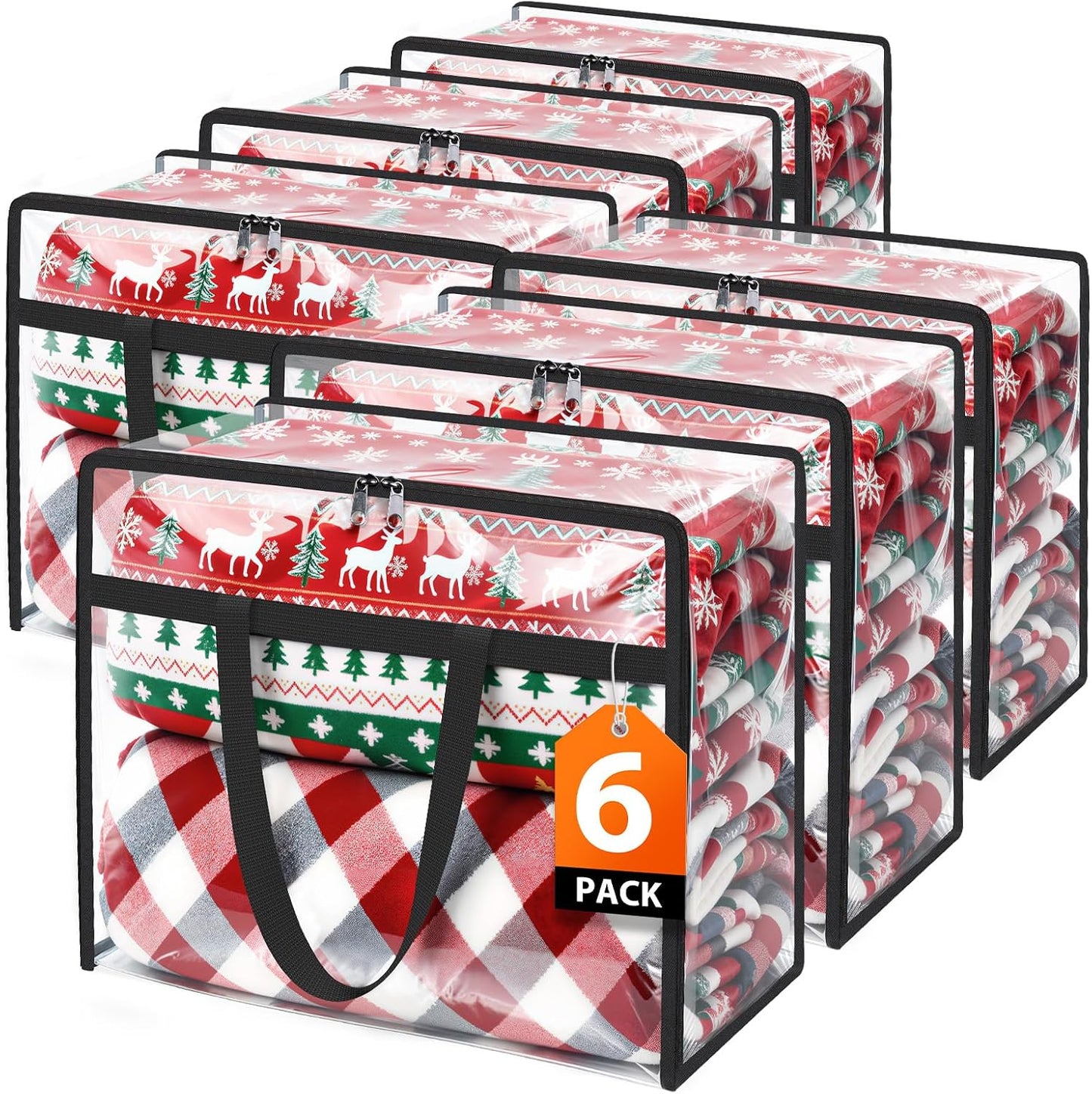 SpaceTrove Clear Storage Bags, 4 Pack Under Bed Storage and Closet Organizers Containers, Vinyl Foldable Heavy-Duty Moving Bags with Zippers for Comforter, Bedding, Duvet, Blanket & Toy Storage, 40L