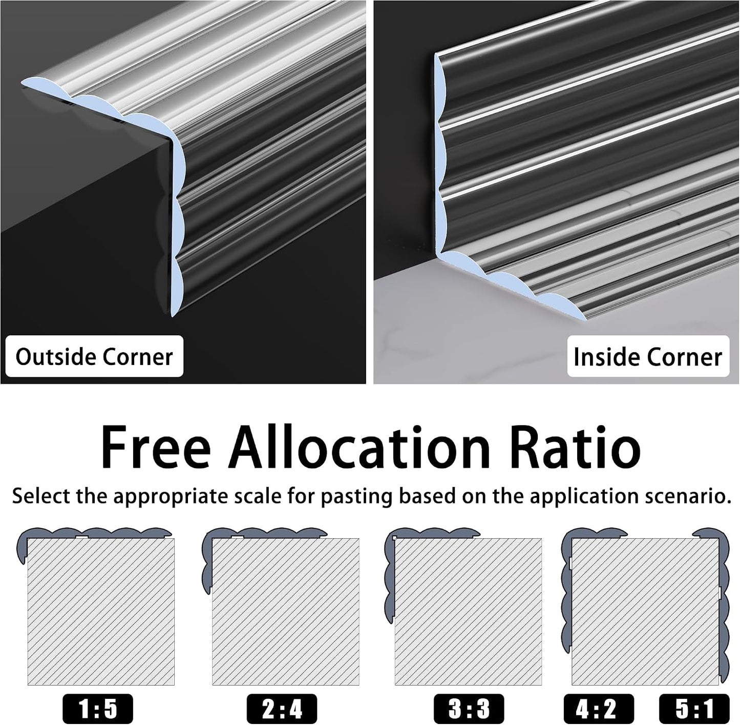 CHIDU Clear Wall Corner Protector Edge Guard, Peel and Stick Self Adhesive Flexible Inside & Outside Corner Molding Trim Strip for Wall Edge Ceiling Countertop Furniture Door Tables, 0.8IN x 3.2FT