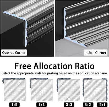 CHIDU Clear Wall Corner Protector Edge Guard, Peel and Stick Self Adhesive Flexible Inside & Outside Corner Molding Trim Strip for Wall Edge Ceiling Countertop Furniture Door Tables, 0.8IN x 3.2FT