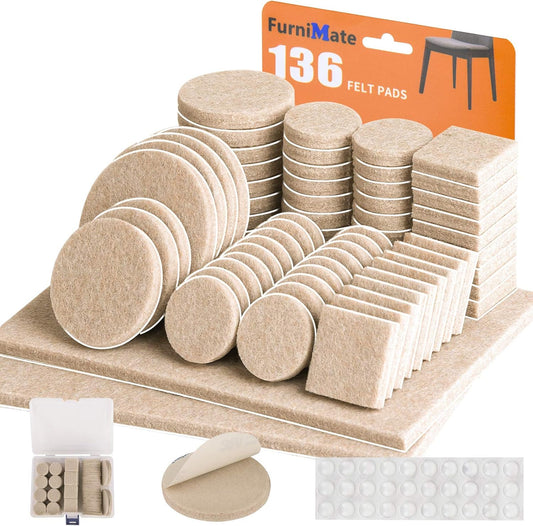 Felt Furniture Pads 300 Pieces, Furniture Pads for Hardwood Floors, Felt Pads for Chair Legs Furniture, Floor Protectors for Furniture Black