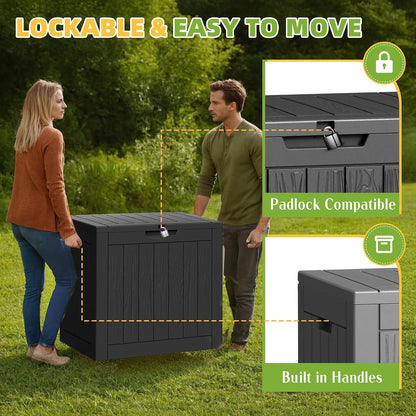 230 Gallon Large Outdoor Storage Box Waterproof, UV Resistant Resin Deck Box with Hydraulic Rod & Lockable Latch for Patio Furniture, Outside Storage Box for Garden Tools, Patio Cushions, Black