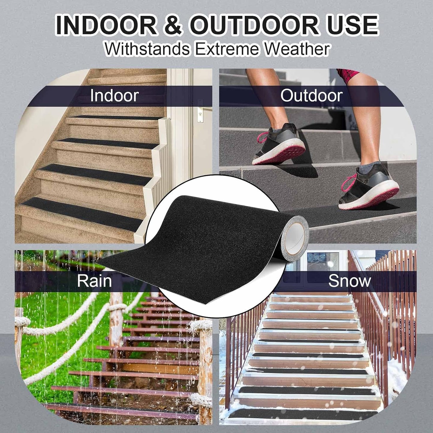 Watersay 8 Inch x 20 ft Anti Slip Traction Tape Waterproof Clear Non Skid Tape Durable Grip and Friction Stair Non Slip Strips Abrasive Adhesive for Stairs Steps Ramp Outdoor Indoor