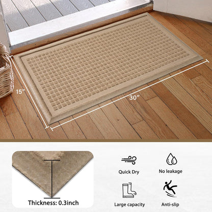 HIYARD Boot Tray for Entryway, Non-Slip Shoe Tray Drying Mat, Waterproof Boot Mat for Muddy Boots, Heavy Duty Shoe Storage Trays, Indoor/Outdoor Use, 16x47 inches, Beige