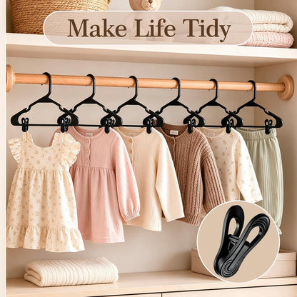 30 Pack Hanger Clips for Pants, Skirts, Baby Clothes, White | 2.6 Inch | Designed for Plastic Hangers | Flexible PP Plastic | Durable for Daily Use | Multi-Purpose Home Organization