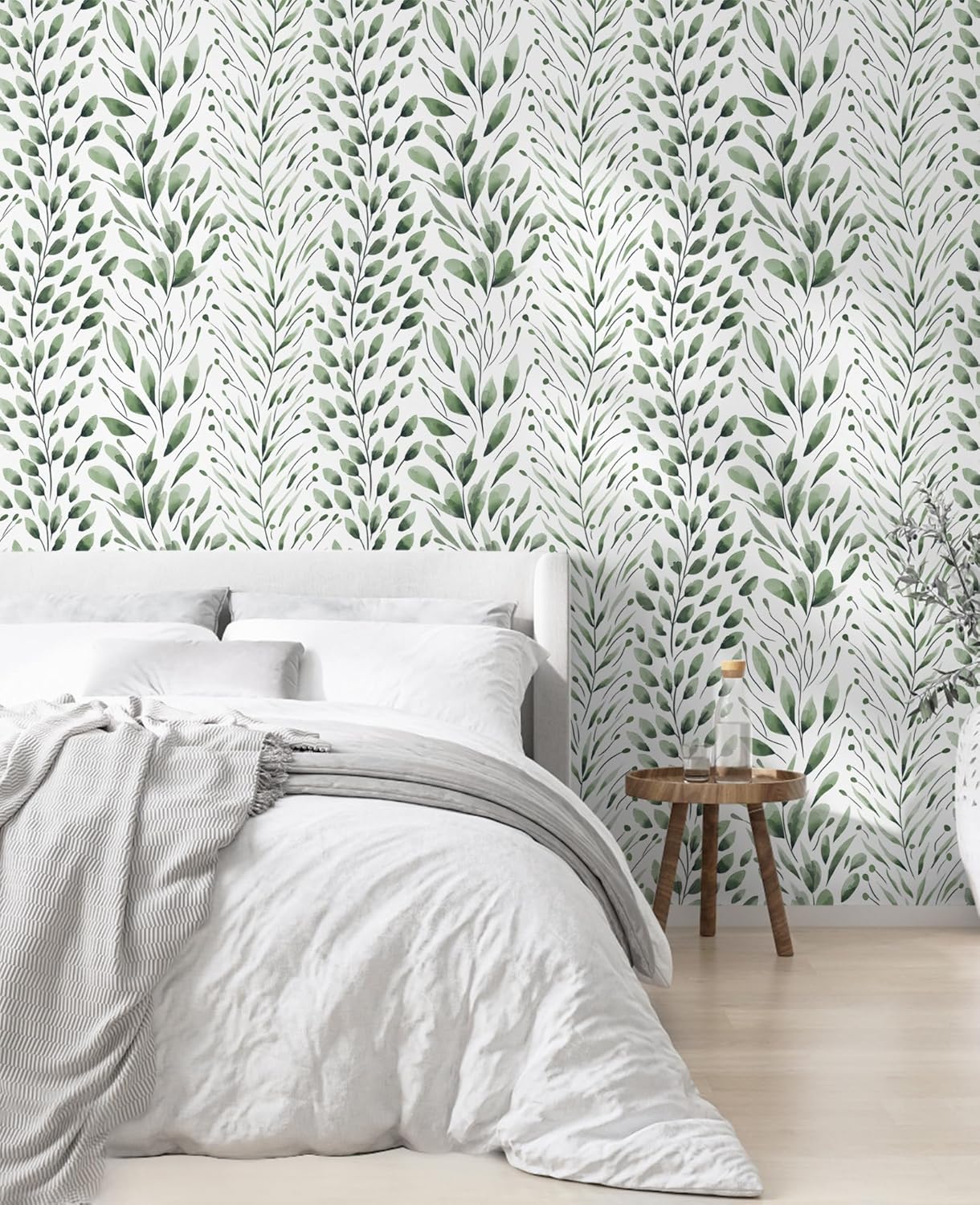Safiyya Peel and Stick Wallpaper Boho Modern Beige Leaf Contact Paper Peel and Stick Wall Paper Self Adhesive Removable Wallpaper for Bedroom Bathroom Vinyl Roll 78.7"x17.3"