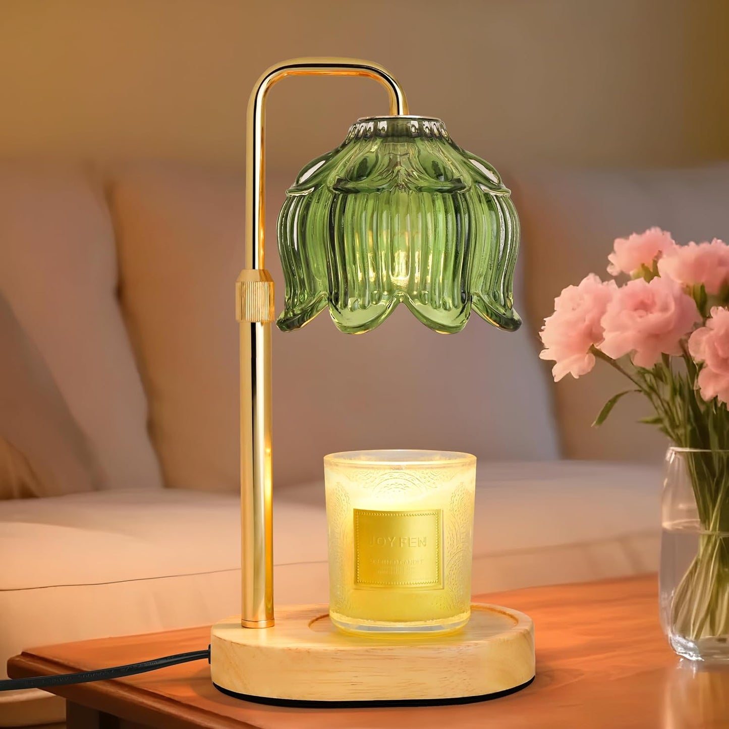 Candle Warmer Lamp with Timer Dimmer, Adjustable Height Pink Tulip Candle Wax Warmer, Christmas Birthday Gift for Mom Women,House Warming Gifts for New Home Bedroom Decor,Flower Pink