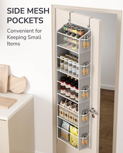 ULG Over the Door Organizer, 5-Tier Extra Large Hanging Storage with 10 Mesh Pockets, 100 lbs Capacity, Heavy Duty Door Organizer for Closet, Bedroom, Nursery Storage, Beige