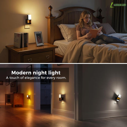 L LOHAS LED Night Light Plug in, Night Lights Plug into Wall, Light Sensor, 0-100LM Soft White 3000K, Dimmable Night Light, Modern Nightlight for Kids Bathroom Hallway Bedroom Kitchen Stairway, 2 Pack