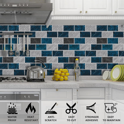 URCOLOR 10-Sheet Stick on Backsplash for Kitchen,12"x12" Peel and Stick Self Adhesive Wall Tiles Back Splashes for Bathroom Brown Marble Look