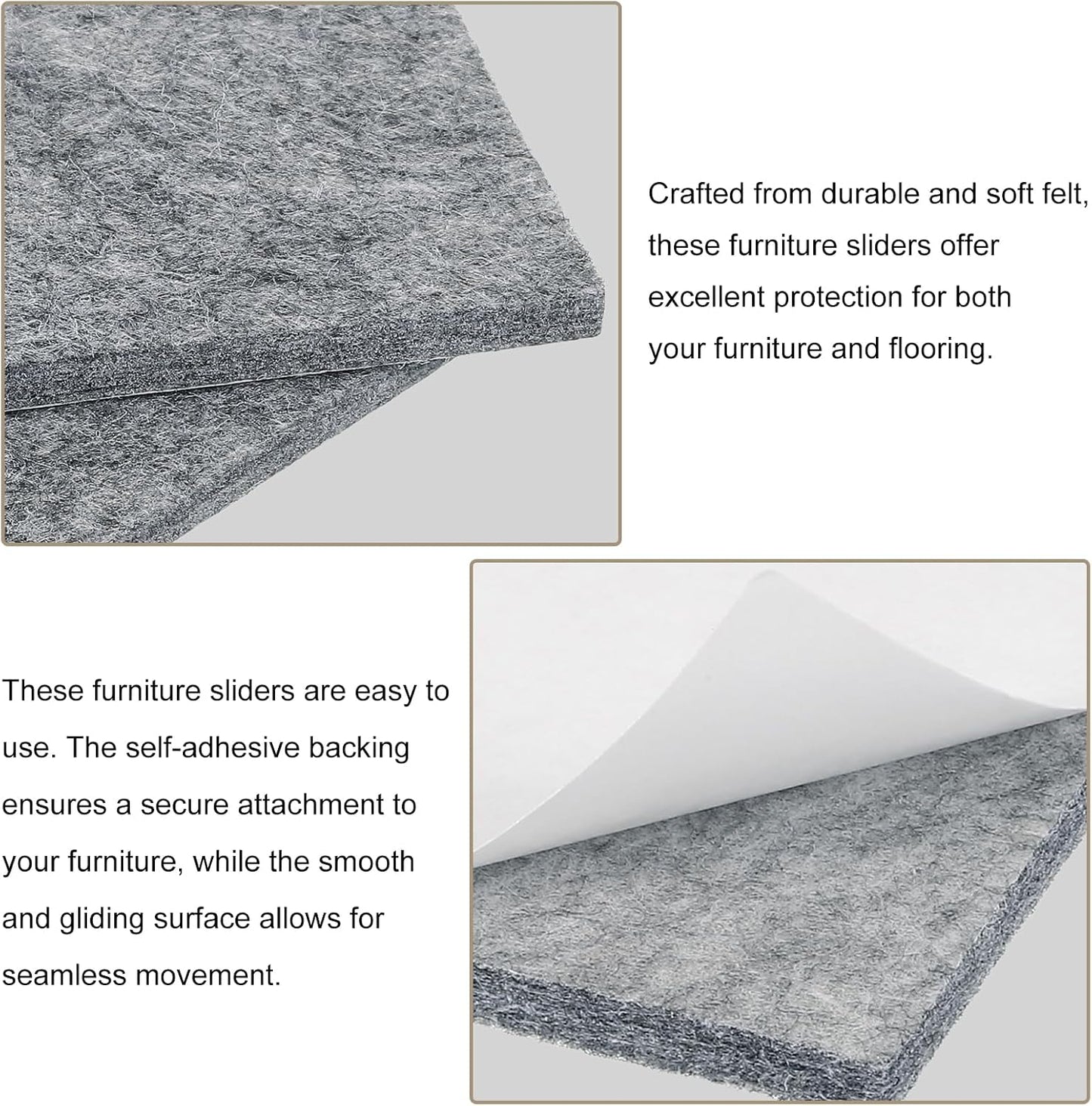 uxcell Furniture Pads, 36Pcs 1.5" - Square Self Adhesive Felt Furniture Pads, Floor Protectors for Furniture Feet Chairs Legs Hardwood Floors (Black)