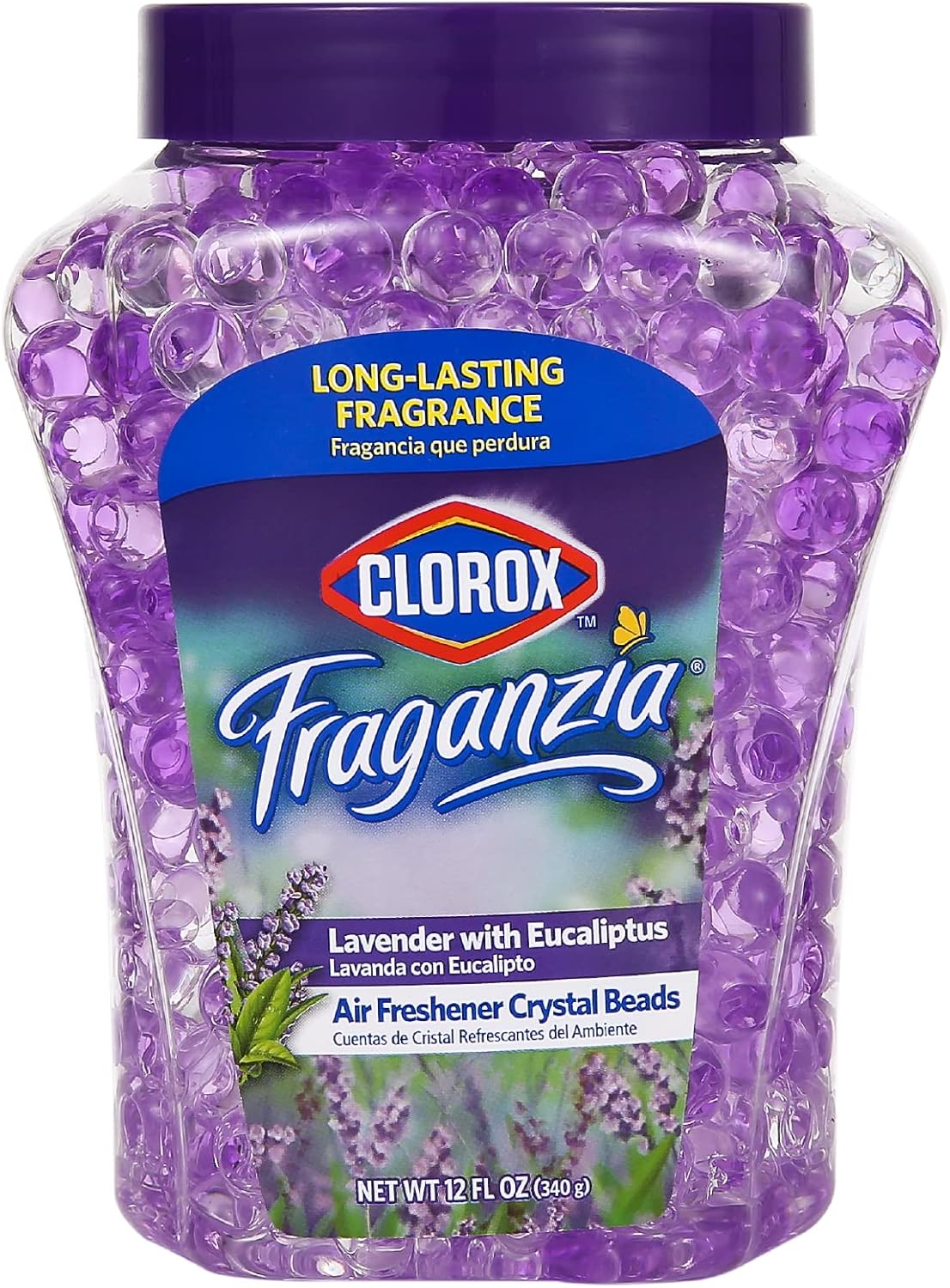 Clorox Fraganzia Crystal Beads Air Freshener, Long Lasting Room Deodorizer and Odor Eliminator Gel Beads to Freshen Home, Car, or Office, Fresh Ocean Breeze Scent, 12 Fl Oz - 2 Pack