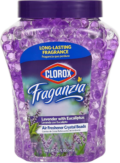 Clorox Fraganzia Crystal Beads Air Freshener, Long Lasting Room Deodorizer and Odor Eliminator Gel Beads to Freshen Home, Car, or Office, Fresh Ocean Breeze Scent, 12 Fl Oz - 2 Pack