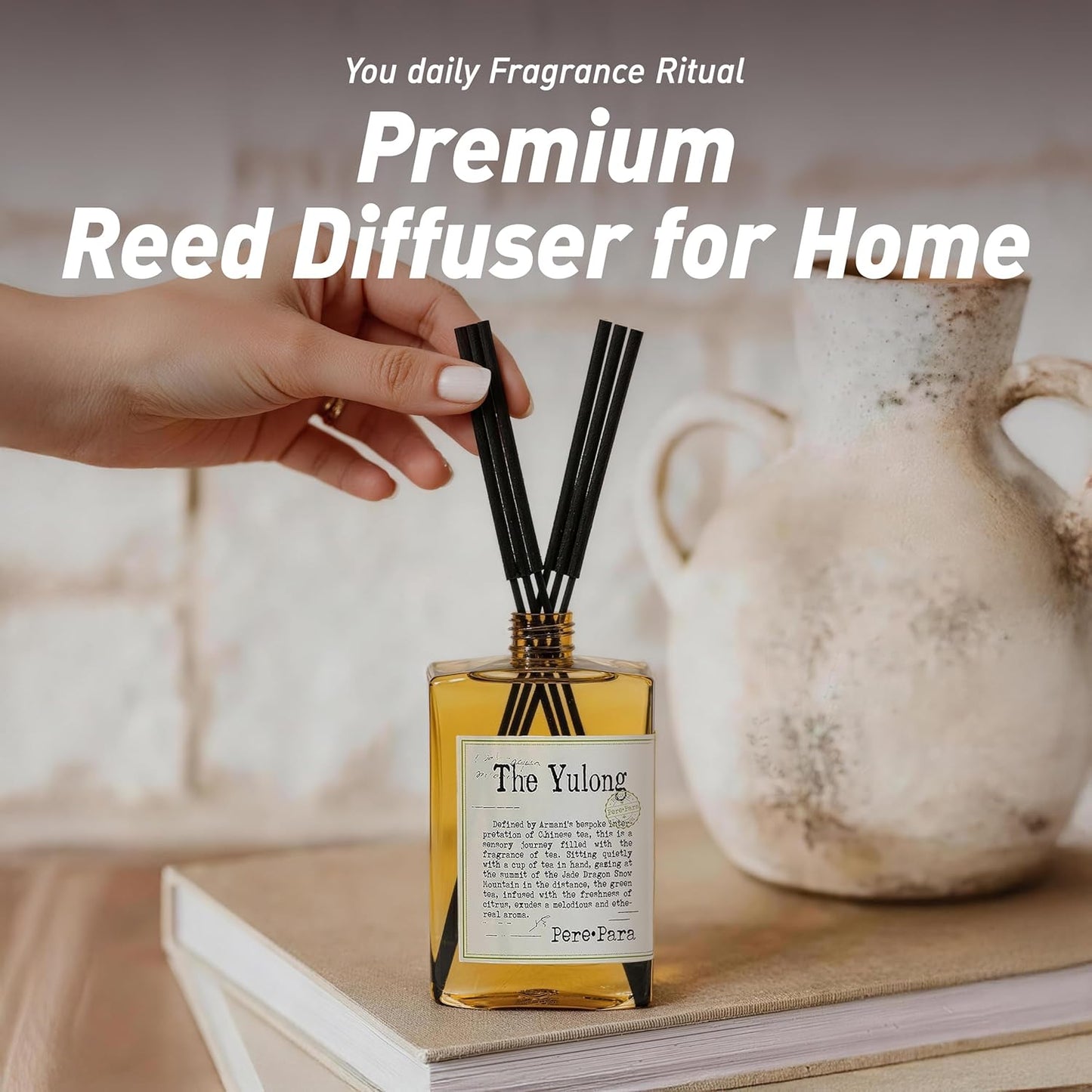 Luxury Hotel Scent Reed Diffuser Rifill 400ml (13.53oz) with 6 Reed Sticks | English Pear & Freesia Scent | Home, Bathroom & Office Decor | Long-Lasting Room Freshener | Premium Gift Set