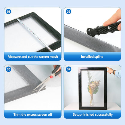 Pet Proof Window Screen Replacement Kit,39" W x 118" L Durable Window Screen Mesh for Patio Porch Door Windows with Rolling Tool and Screen Retainer Spline